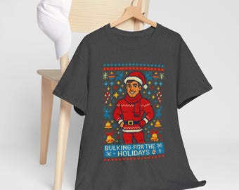Twunk Santa 'Bulking For The Holidays' Ugly Christmas T-Shirt