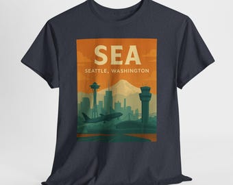Vintage Seattle Airport T-Shirt, Retro Pacific Northwest Travel Tee