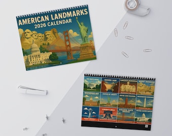 USA Landmark 2026 Wall Calendar - Travel Theme Monthly Planner Gift, Office Decor, Home Organization, Holiday Present, New Year's Resolution