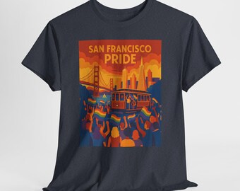 San Francisco Pride Vintage Style LGBTQ Retro Graphic Tee Classic Unisex Cotton Shirt