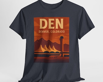 Vintage DEN Denver Airport T-Shirt, Retro Colorado Travel Tee