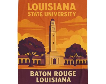 Louisiana State University Plush Blanket, Retro LSU Tigers Throw