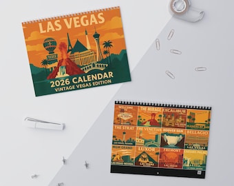 Las Vegas Retro Sign Calendar 2026, Nevada Travel Poster