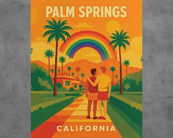 Palm Springs Vintage Style Travel Poster LGBTQ Retro Art Print Midcentury Desert Wall Decor