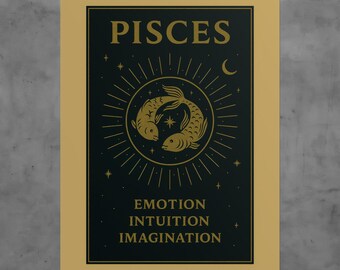 Pisces Zodiac Poster | Retro Astrology Wall Art