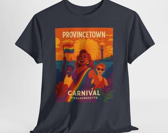 Provincetown Carnival Vintage Style LGBTQ Retro Graphic Tee Ptown Pride Classic Cotton Shirt