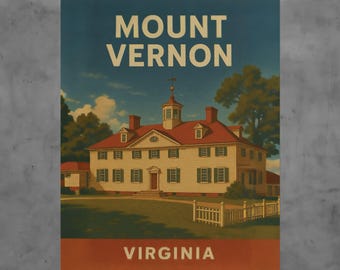 Vintage Mount Vernon Poster, Historic Estate Art Print