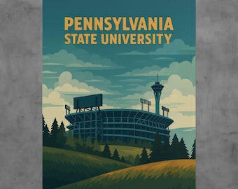 Pennsylvania State University Vintage Poster, Nittany Lions Wall Art, Retro College Print, State College Décor, Alumni Gift