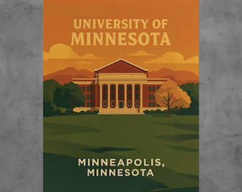 University of Minnesota Vintage Poster, Golden Gophers Wall Art, Retro College Print, Minneapolis Campus Décor, Alumni Gift
