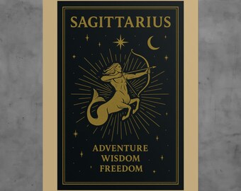 Sagittarius Zodiac Wall Art | Astrology Poster | Retro Archer Print | Sagittarius Decor