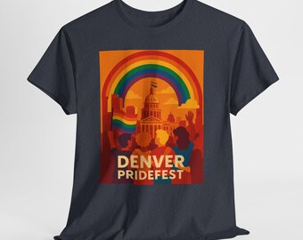 Denver PrideFest Vintage Style LGBTQ Retro Graphic Tee Colorado Rainbow Classic Cotton Shirt
