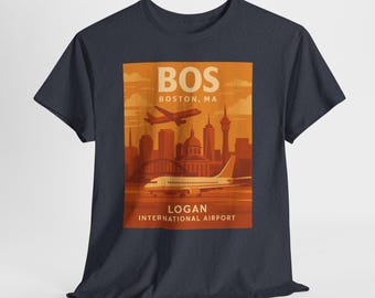 Vintage Boston Logan Airport T-Shirt, Retro Travel Souvenir