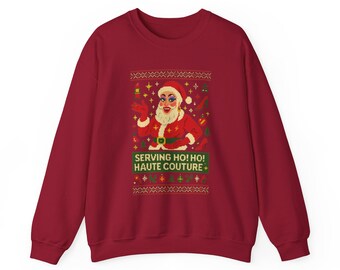 Drag Santa Ugly Christmas Sweater: Ho Ho Haute Couture Holiday Top
