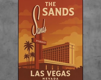 Vintage Sands Hotel Poster, Retro Las Vegas Travel Art