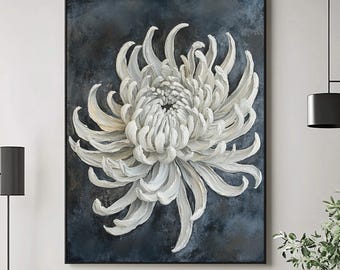 Original Canvas Flower Painting on Canvas,Floral Texture Wall Art,Modern Flower Acrylic Painting,Minimalist Living Room Decor