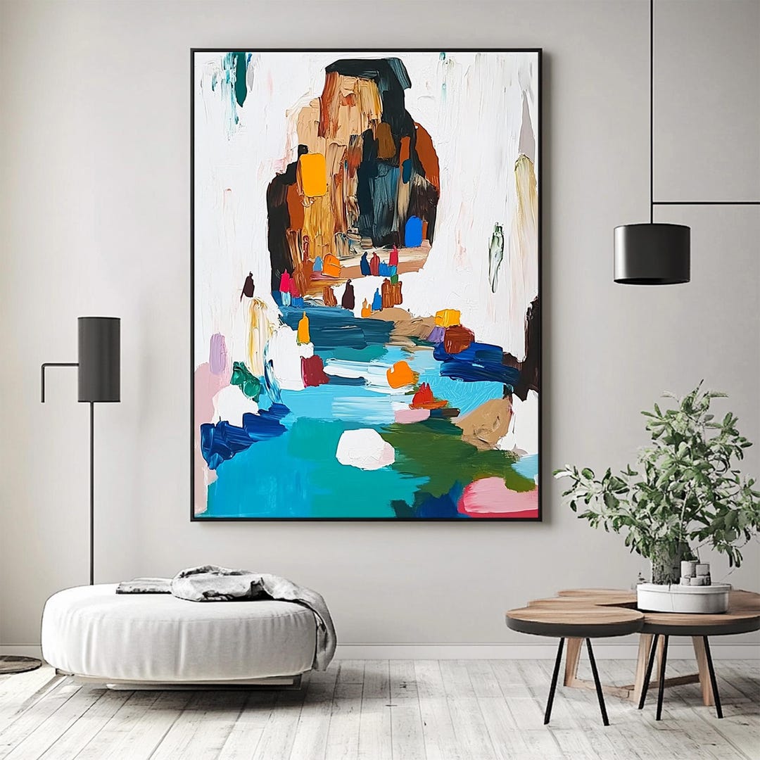 Large Colorful Abstract Oil Painting on Canvas,hand Painted Textured ...