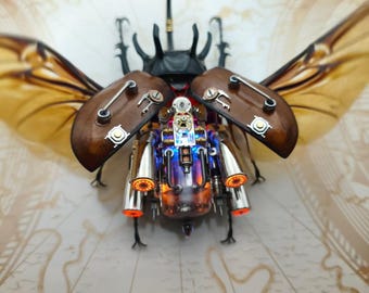 スチームパンクなカブトムシ昆虫、本物のカルコソマアトラス、サイバー