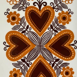 Vintage Arabia Finland Ceramic Wall Plaque – Scandinavian Folk Art Hearts – Mid Century Decor