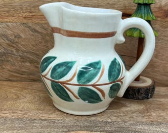 Vintage Red Wing Pottery Small Pitcher Green Leaf Creamer Farmhouse Ceramic USA