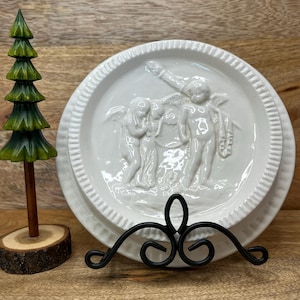 Vintage Italian Putti Wall Plaque, PCA Italy Ceramic Relief, Rococo Style