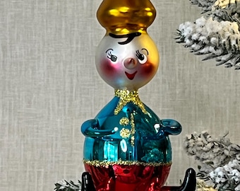 Vintage De Carlini Glass Ornament: Hand-Blown Italian Christmas Pixie