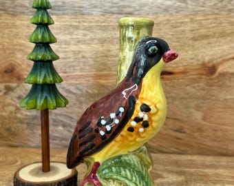 Vintage 1971 Garnier Partridge Ceramic Bottle, Italian Figural Liqueur Decanter