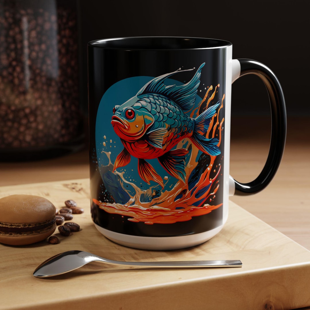 Fish Stack Mug Colorful Koi Fish Swirl Mug | Accent Coffee Mug - Etsy