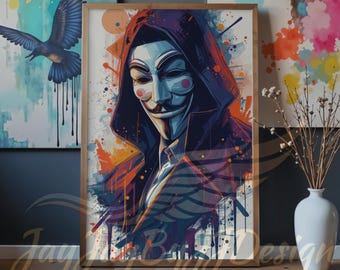 Guy Fawkes Anonymous T-shirt, väggkonstkonstpaket