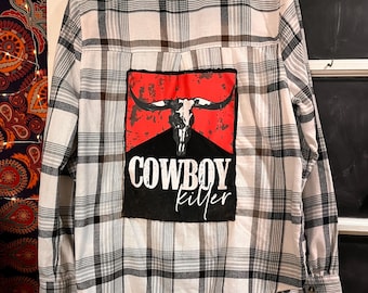 Upcycled Cowboy Killer Flannel - size Large