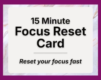 15 minuten focus resetkaart | Afdrukbare planner, productiviteitssjabloon, Daily Clarity-tool, Instant pdf