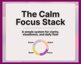 Rustige focusstack | Dagelijkse werkdagstructuur voor taakprioritering, aandachtscontrole en duurzame output