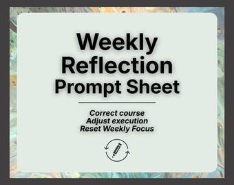 Aide-mémoire hebdomadaire de réflexion | Outil d'évaluation des actions pour la correction de l'exécution, la réinitialisation des priorités et la planification du cycle suivant