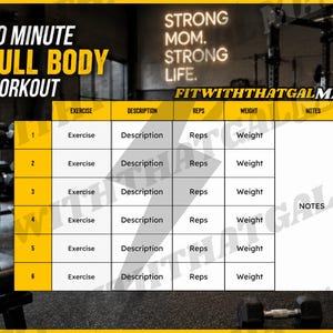 30 minuters styrketräningsprogram för kvinnor | Träningsplan med hantlar för hemmabruk | Fitness för mammor | Styrketräningsprogram för hela kroppen i PDF-format