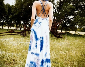 Blue Moon Tie Dye Halter Maxi