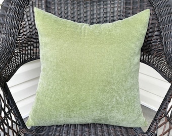 Sage Green Textured Velvet Pillow Cover Luxury Decor Match to Brissac Sapphire or Grey Sage Floral Choose Size
