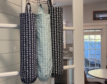 Fabric Grocery Bag Holder - Arrow Print Kitchen Storage