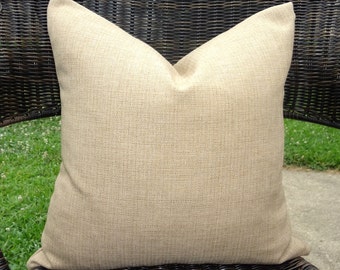 OUTDOOR Solid Beige Sand Burlap Texture Pillow Cover Patio Decor