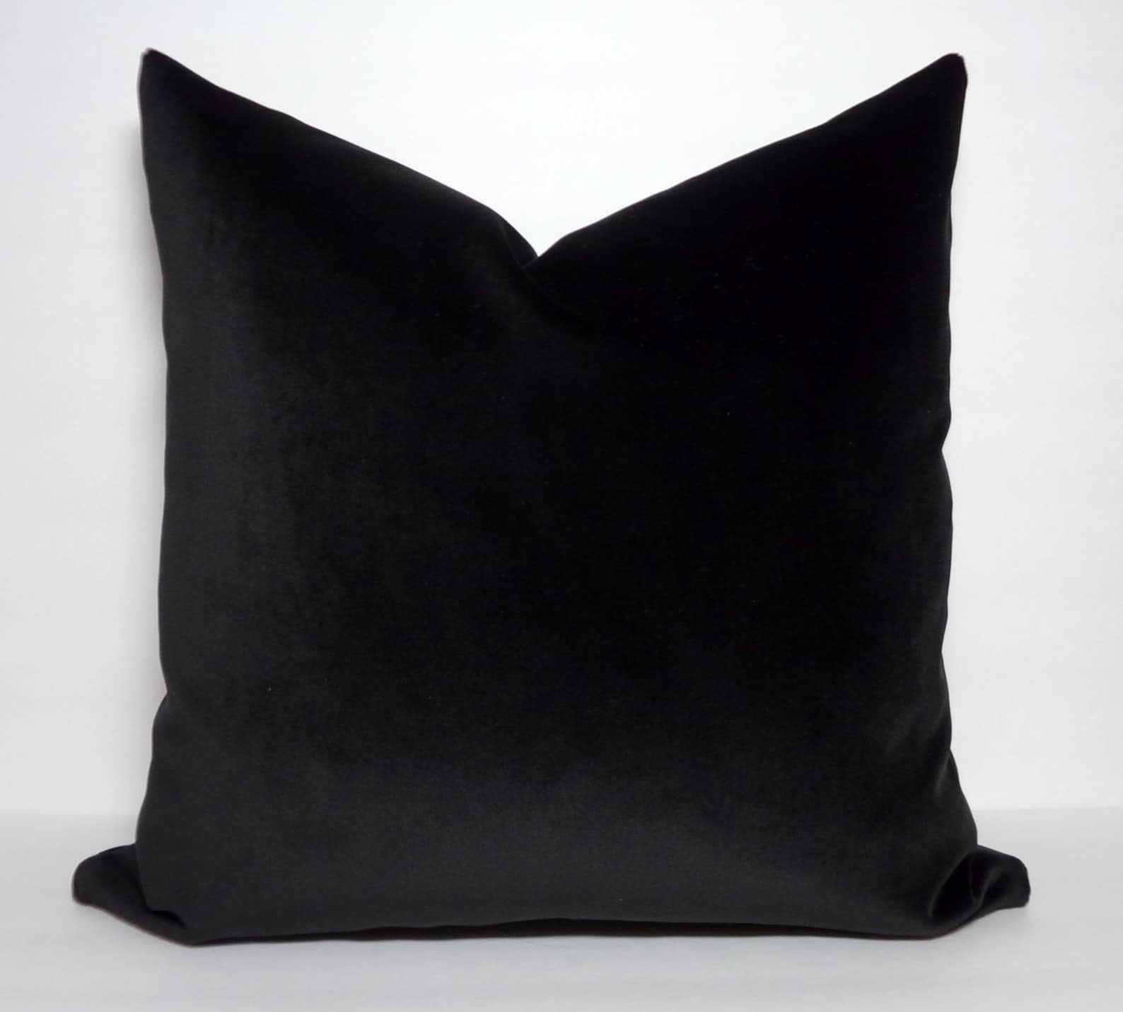 Solid Black Velvet Pillow Cover With or Without White Piping Etsy