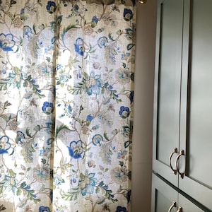 Vorhang Paneele Brissac Sapphire Navy Aqua Elfenbein Teal Floral Vorhänge Paar 63 &quot;, 84 &quot;, 90 &quot;94 &quot;,96 &quot;, 108 &quot;