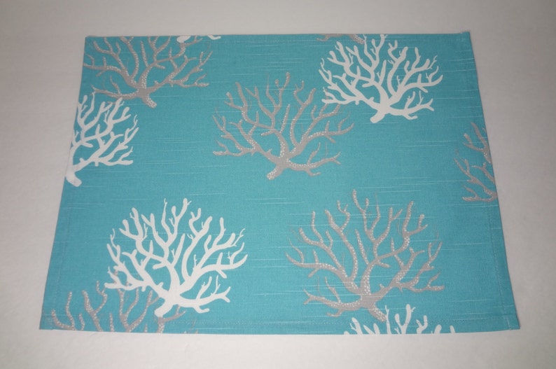 Placemats Ocean Blue Seahorse Coral Starfish Stripe Etsy