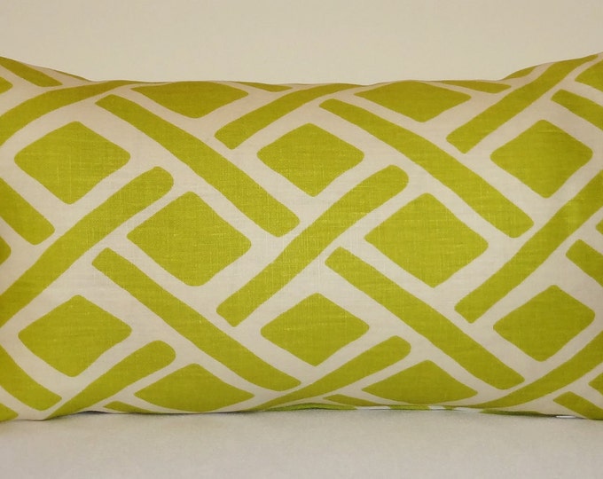 Decorative Pillow Throw Pillow Geometric Lime Green Chartreuse Lumbar 14x24 Etsy