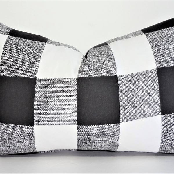 Black and White Lumbar Pillow Etsy