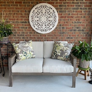 AS SEEN on The BACHELOR Taupe Grey Sage Green Blue Ivory Floral Pillow Cover Decorative Home Decor Size 18x18 20x20 22x22