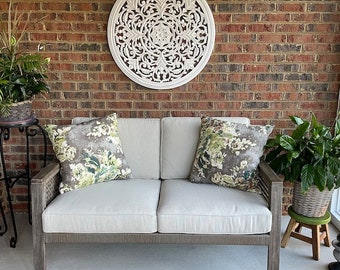 AS SEEN on The BACHELOR Taupe Grey Sage Green Blue Ivory Floral Pillow Cover Decorative Home Decor Size 18x18 20x20 22x22