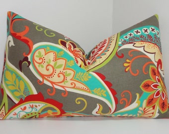 Paisley Lumbar Pillow Cover, Colorful Cotton Throw Pillow