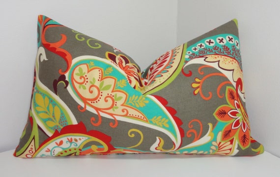 Whimsy Paisley Lumbar Pillow Cover Decorative Pillow Paisley Throw Pillow Multi Color Paisley 12x18 12x20 12x26