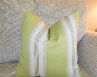 Chartreuse Green Ivory Stripe Couch Throw Pillow Cover by HomeLiving Size 18x18