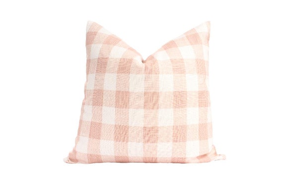 Blush Pink White Buffalo Plaid Pillow White Buffalo Plaids Throw Pillow