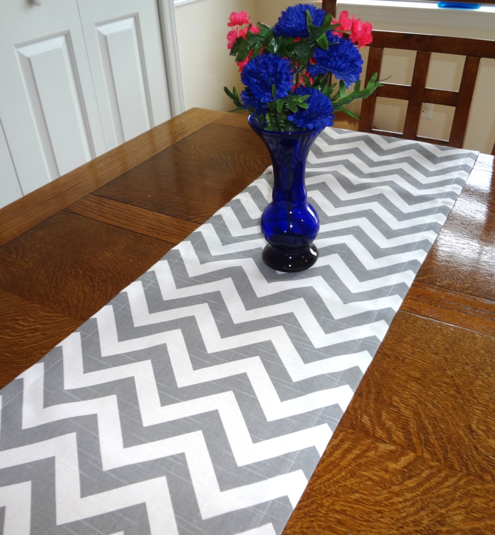 Grey Chevron Table Runner Zig Zag Table Top Runner Wedding Etsy