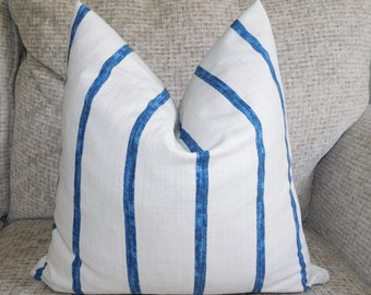 Blue Stripe Pillow Cover Blue Pillow Cover Blue Geometric HomeLiving Pillows Choose Size